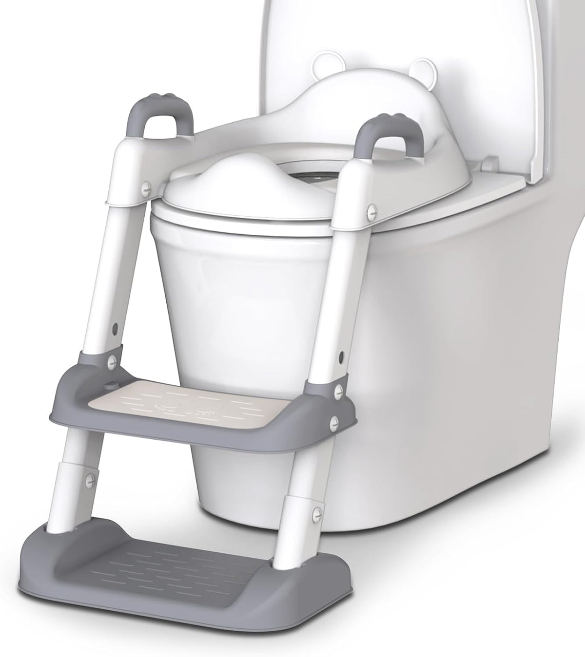 Potty Training Seat with Step Stool Ladder & Safety Handles,Grey