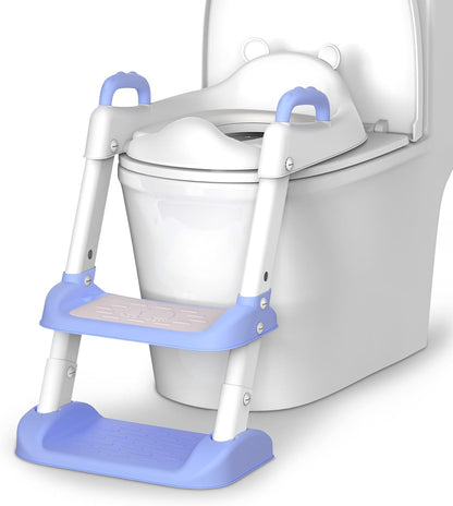 Potty Training Seat with Step Stool Ladder & Safety Handles,Grey