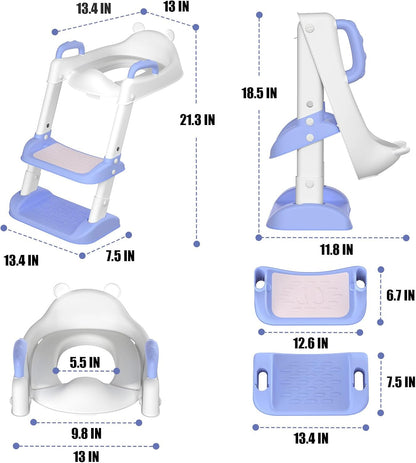 Potty Training Seat with Step Stool Ladder & Safety Handles,Grey