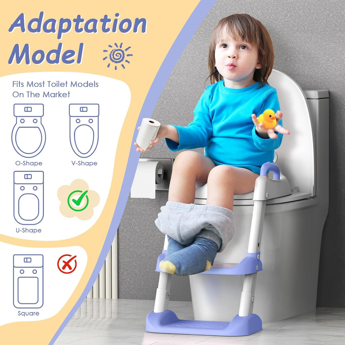 Potty Training Seat with Step Stool Ladder & Safety Handles,Grey