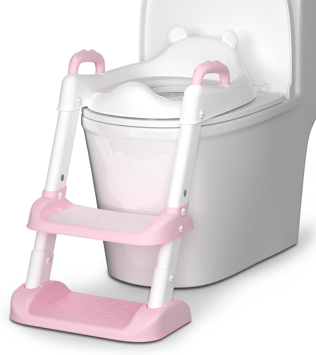 Potty Training Seat with Step Stool Ladder & Safety Handles,Grey