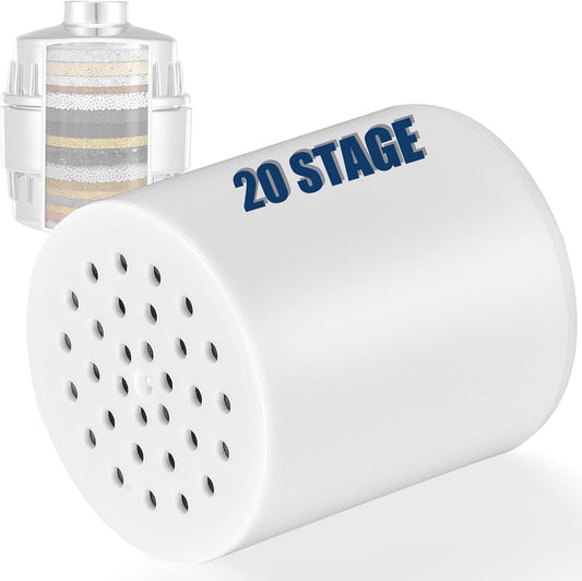 20 Stage Shower Filter Replacement Cartridge - Shower Head Filter Cartridge for Hard Water, Chlorine, Heavy Metals, High Output Shower Water Softener (2)