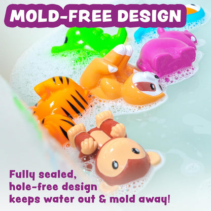 ® Marine™ Mold Free Bath Toys, 6 Pack | Sealed, No Hole Bath Toys Design Keeps Moisture Out | Soft, Squeezable & Float on Water | Easy-Grip Baby & Toddler Bath Toy Set | Great Baby Pool Toys
