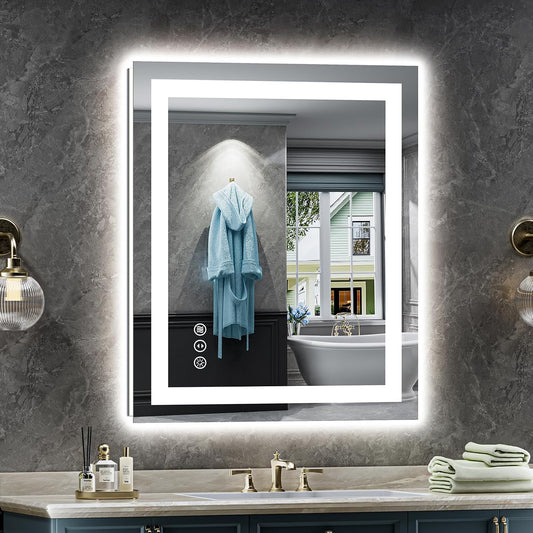 24x32 LED Bathroom Mirror, Dual Lit Anti-Fog Wall Vanity Mirror - Colors B