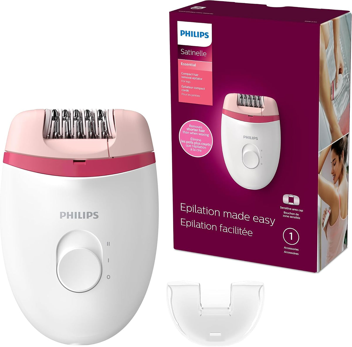 Philips Epilator Series 2000, Corded Epilator for Legs and Body, Hair Removal Device for Women, Model BRE227/00