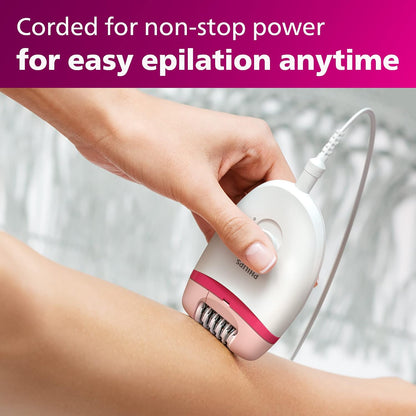 Philips Epilator Series 2000, Corded Epilator for Legs and Body, Hair Removal Device for Women, Model BRE227/00
