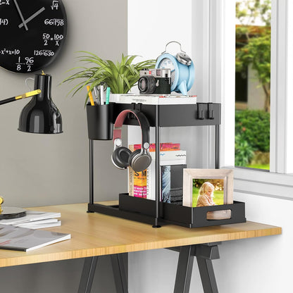 2 Pack Under Sink Organizer with Pull-Out Drawer, Black