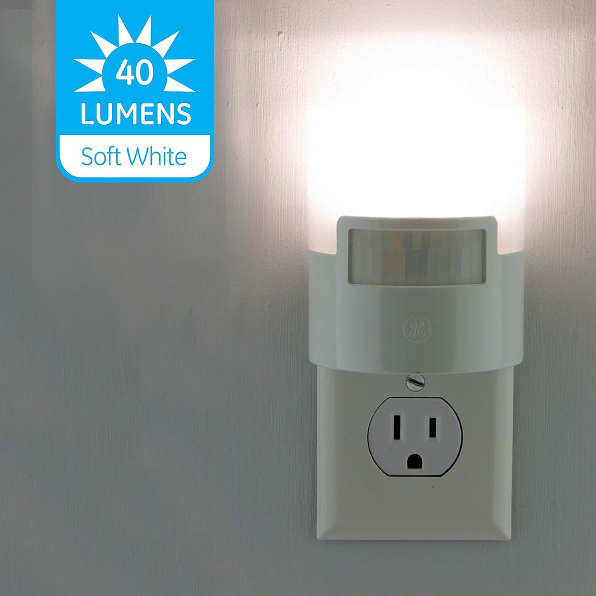 Ultra Brite Motion-Activated LED Light, 40 Lumens, Soft White, Night Light, Energy Efficient, Ideal for Hallway, Stairs, Kitchen, Garage, Utility Room, Laundry Room, White, 12201 | Night Lights Plug Into Wall, Soft White, UL-Certified, Energy Efficient,