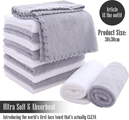 Luxury Silk Hemming Towel Set - Light Thin Quick Drying - 2 Bath Towels 2 Hand Towels 2 Washcloths - Ultra Soft Microfiber, for Bath Fitness, Sports, Yoga, Travel (Dark Grey 6 Pieces)