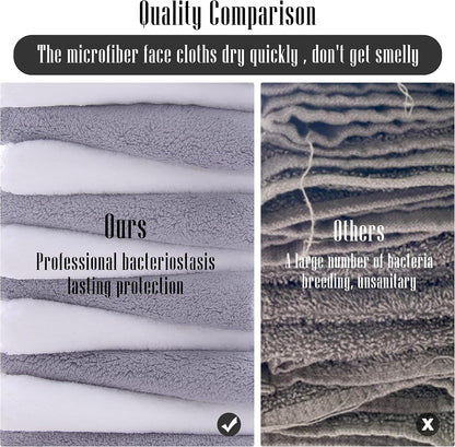 Luxury Silk Hemming Towel Set - Light Thin Quick Drying - 2 Bath Towels 2 Hand Towels 2 Washcloths - Ultra Soft Microfiber, for Bath Fitness, Sports, Yoga, Travel (Dark Grey 6 Pieces)