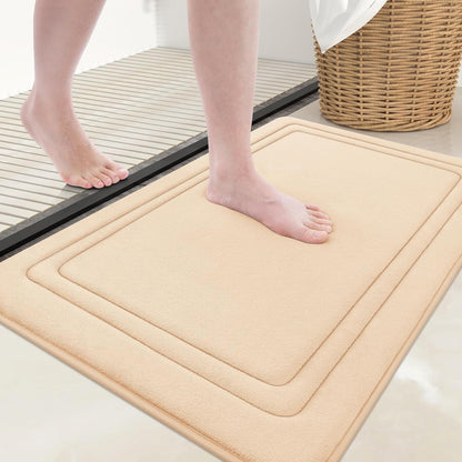 Grandaily Memory Foam Bath Mat Rug 30x20, Ultra Soft, Non-Slip and Absorbent Bathroom Rugs, Machine Wash Dry, Comfortable Bath Carpet for Bathroom Floor, Tub and Shower, Black