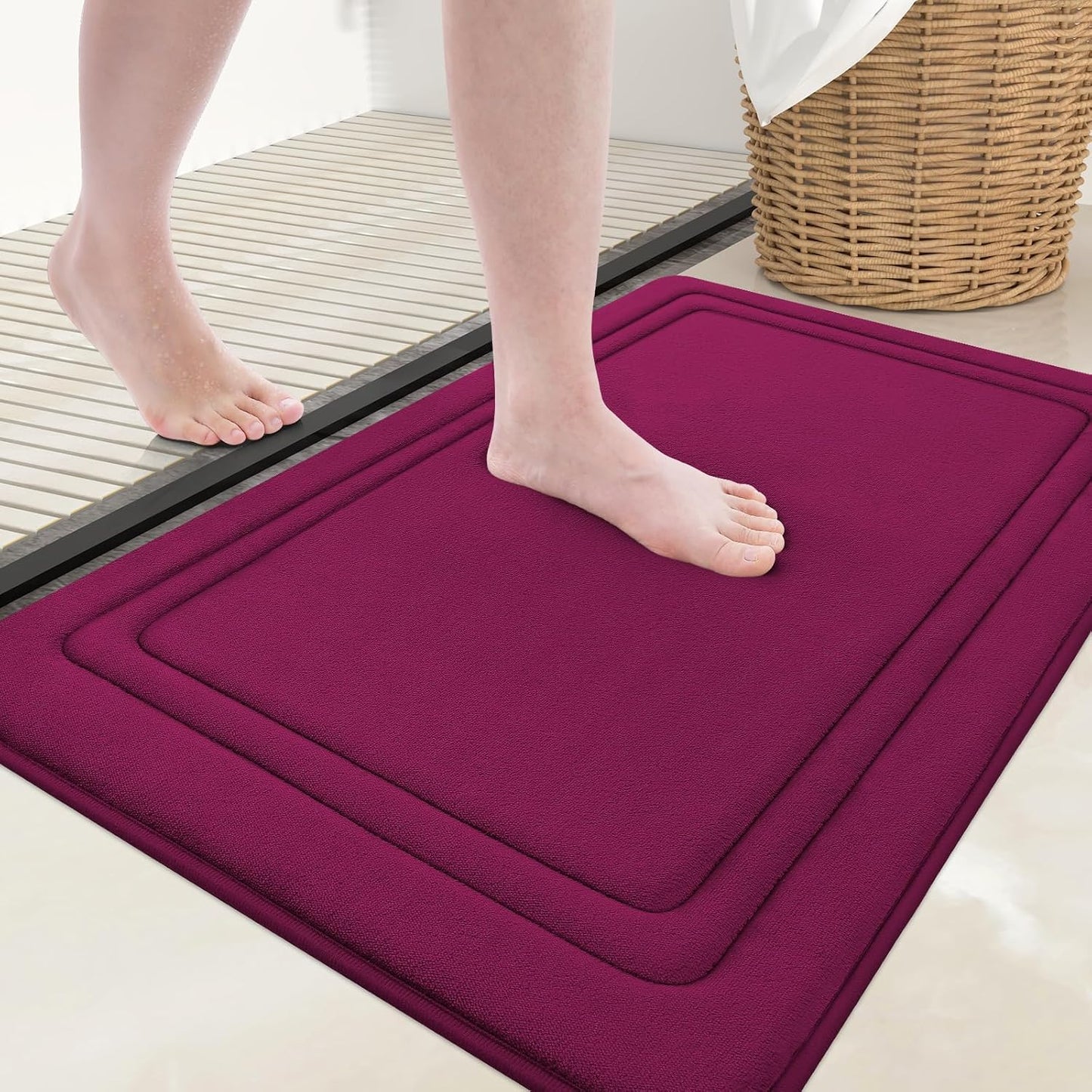 Grandaily Memory Foam Bath Mat Rug 30x20, Ultra Soft, Non-Slip and Absorbent Bathroom Rugs, Machine Wash Dry, Comfortable Bath Carpet for Bathroom Floor, Tub and Shower, Black
