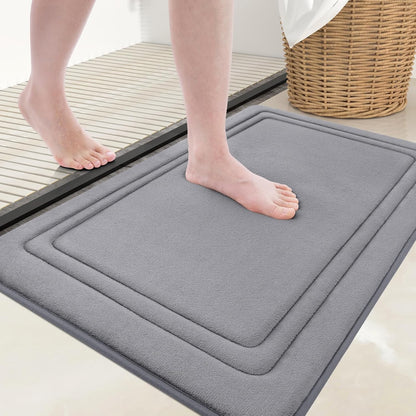 Grandaily Memory Foam Bath Mat Rug 30x20, Ultra Soft, Non-Slip and Absorbent Bathroom Rugs, Machine Wash Dry, Comfortable Bath Carpet for Bathroom Floor, Tub and Shower, Black