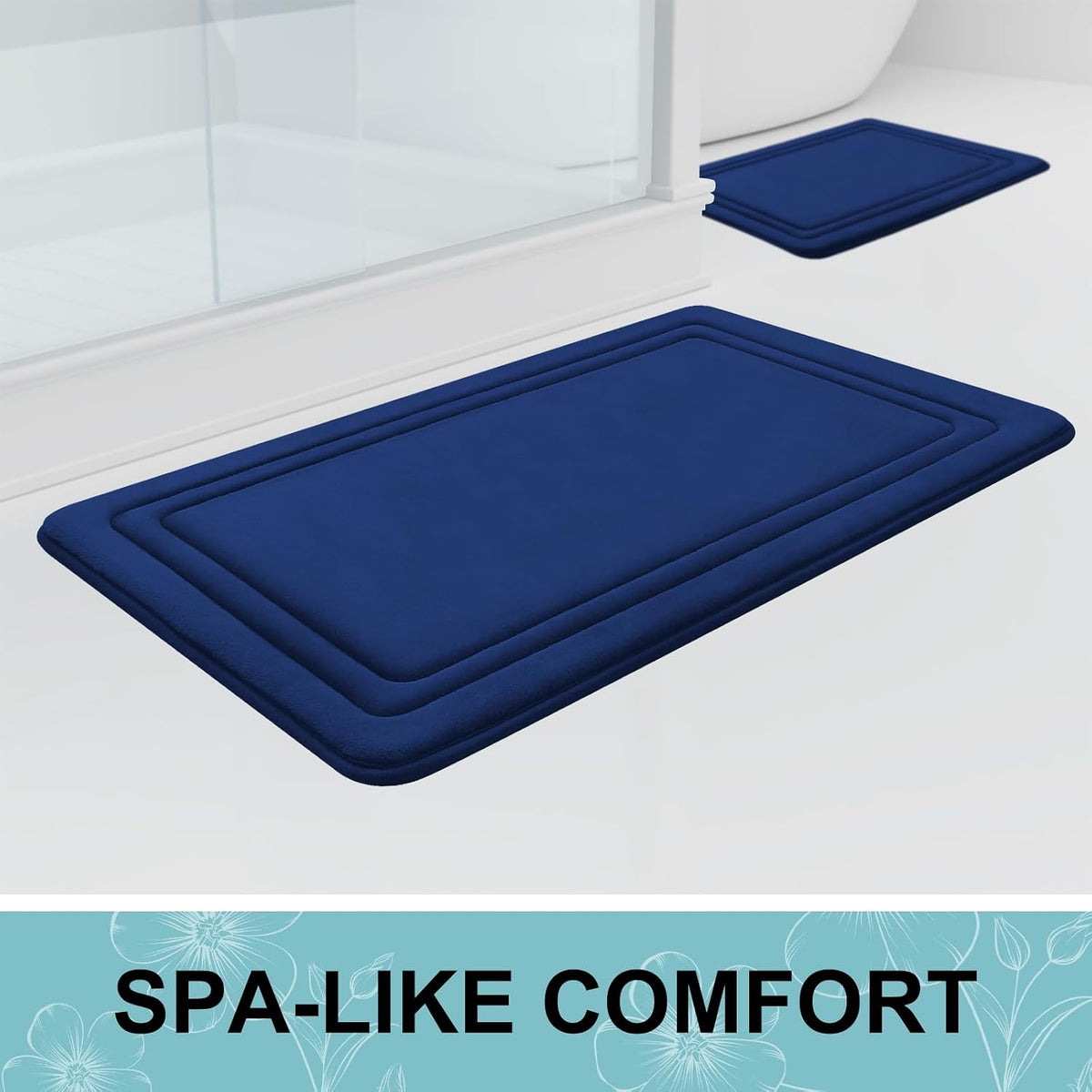 Grandaily Memory Foam Bath Mat Rug 30x20, Ultra Soft, Non-Slip and Absorbent Bathroom Rugs, Machine Wash Dry, Comfortable Bath Carpet for Bathroom Floor, Tub and Shower, Black