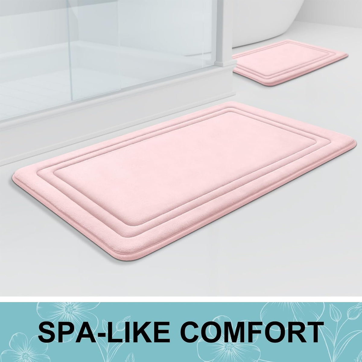Grandaily Memory Foam Bath Mat Rug 30x20, Ultra Soft, Non-Slip and Absorbent Bathroom Rugs, Machine Wash Dry, Comfortable Bath Carpet for Bathroom Floor, Tub and Shower, Black