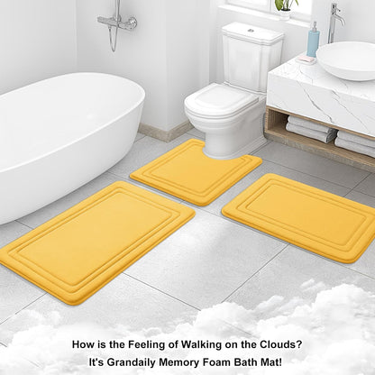 Grandaily Memory Foam Bath Mat Rug 30x20, Ultra Soft, Non-Slip and Absorbent Bathroom Rugs, Machine Wash Dry, Comfortable Bath Carpet for Bathroom Floor, Tub and Shower, Black