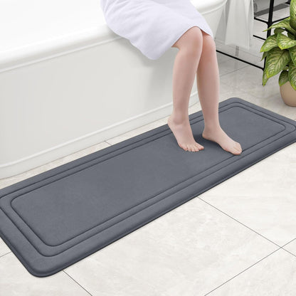 Grandaily Memory Foam Bath Mat Rug 30x20, Ultra Soft, Non-Slip and Absorbent Bathroom Rugs, Machine Wash Dry, Comfortable Bath Carpet for Bathroom Floor, Tub and Shower, Black