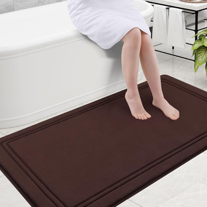 Grandaily Memory Foam Bath Mat Rug 30x20, Ultra Soft, Non-Slip and Absorbent Bathroom Rugs, Machine Wash Dry, Comfortable Bath Carpet for Bathroom Floor, Tub and Shower, Black