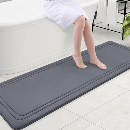 Grandaily Memory Foam Bath Mat Rug 30x20, Ultra Soft, Non-Slip and Absorbent Bathroom Rugs, Machine Wash Dry, Comfortable Bath Carpet for Bathroom Floor, Tub and Shower, Black