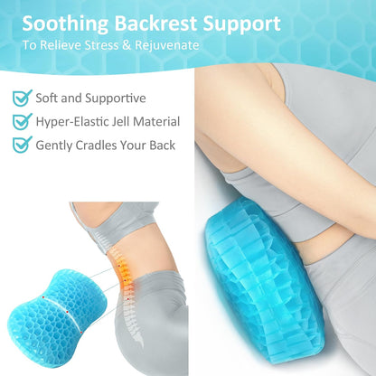 Bath Jello Gel Bath Pillows, Lumbar Pillow for Bathtub, Back Support Pillow, Gel Pillow with Non-Slip Suction Cups for Lumbar, Back Rest Support, Fits Curved or Straight Back Tubs, Aqua