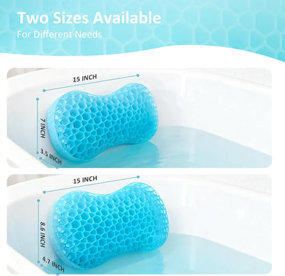 Bath Jello Gel Bath Pillows, Lumbar Pillow for Bathtub, Back Support Pillow, Gel Pillow with Non-Slip Suction Cups for Lumbar, Back Rest Support, Fits Curved or Straight Back Tubs, Aqua