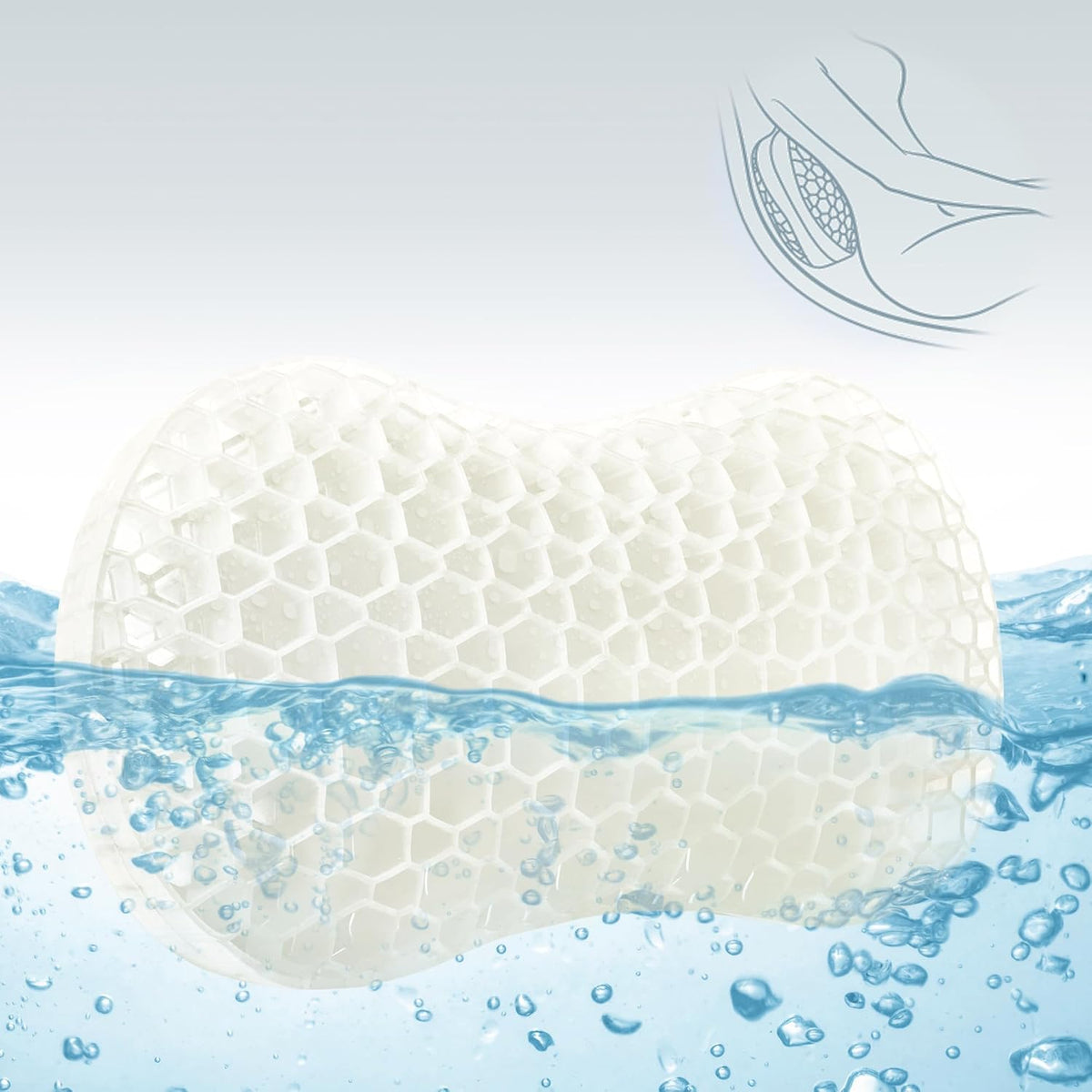Bath Jello Gel Bath Pillows, Lumbar Pillow for Bathtub, Back Support Pillow, Gel Pillow with Non-Slip Suction Cups for Lumbar, Back Rest Support, Fits Curved or Straight Back Tubs, Aqua