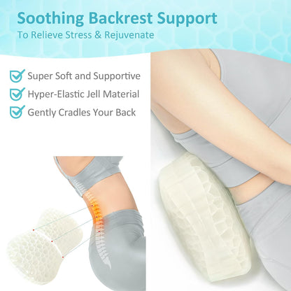 Bath Jello Gel Bath Pillows, Lumbar Pillow for Bathtub, Back Support Pillow, Gel Pillow with Non-Slip Suction Cups for Lumbar, Back Rest Support, Fits Curved or Straight Back Tubs, Aqua