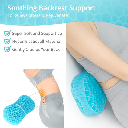 Bath Jello Gel Bath Pillows, Lumbar Pillow for Bathtub, Back Support Pillow, Gel Pillow with Non-Slip Suction Cups for Lumbar, Back Rest Support, Fits Curved or Straight Back Tubs, Aqua