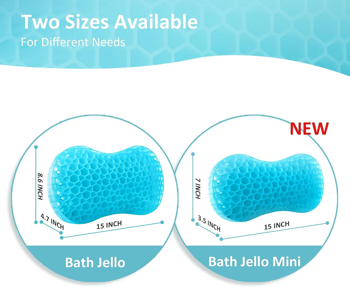 Bath Jello Gel Bath Pillows, Lumbar Pillow for Bathtub, Back Support Pillow, Gel Pillow with Non-Slip Suction Cups for Lumbar, Back Rest Support, Fits Curved or Straight Back Tubs, Aqua