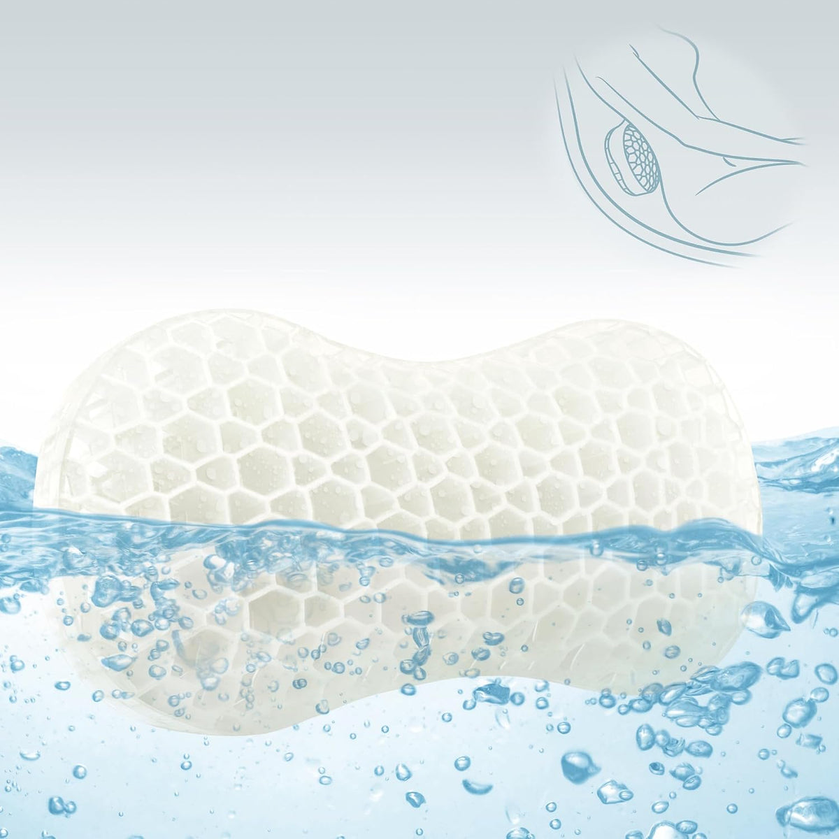 Bath Jello Gel Bath Pillows, Lumbar Pillow for Bathtub, Back Support Pillow, Gel Pillow with Non-Slip Suction Cups for Lumbar, Back Rest Support, Fits Curved or Straight Back Tubs, Aqua