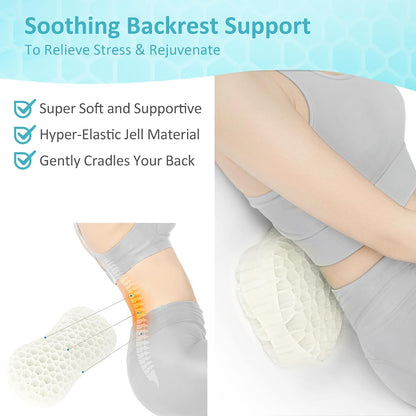 Bath Jello Gel Bath Pillows, Lumbar Pillow for Bathtub, Back Support Pillow, Gel Pillow with Non-Slip Suction Cups for Lumbar, Back Rest Support, Fits Curved or Straight Back Tubs, Aqua