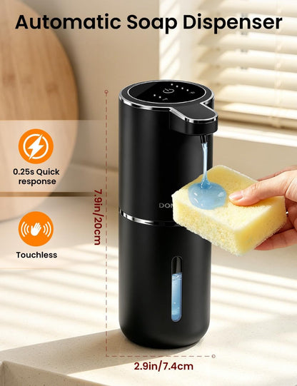 Automatic Soap Dispenser Touchless, USB Rechargeable Hand Soap Dispenser, 4 Adjustable Soap Levels, IPX5 Waterproof, 12.8oz/380ml, Countertop or Wall Mounted for Bathroom and Kitchen, White