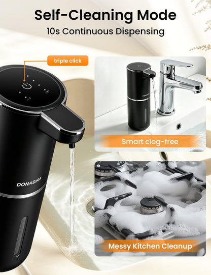 Automatic Soap Dispenser Touchless, USB Rechargeable Hand Soap Dispenser, 4 Adjustable Soap Levels, IPX5 Waterproof, 12.8oz/380ml, Countertop or Wall Mounted for Bathroom and Kitchen, White
