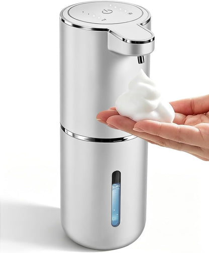 Automatic Soap Dispenser Touchless, USB Rechargeable Hand Soap Dispenser, 4 Adjustable Soap Levels, IPX5 Waterproof, 12.8oz/380ml, Countertop or Wall Mounted for Bathroom and Kitchen, White
