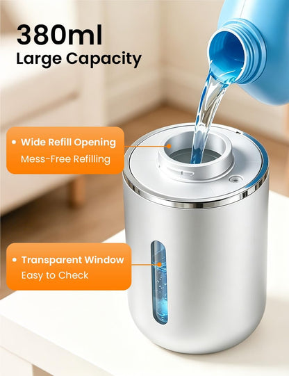 Automatic Soap Dispenser Touchless, USB Rechargeable Hand Soap Dispenser, 4 Adjustable Soap Levels, IPX5 Waterproof, 12.8oz/380ml, Countertop or Wall Mounted for Bathroom and Kitchen, White