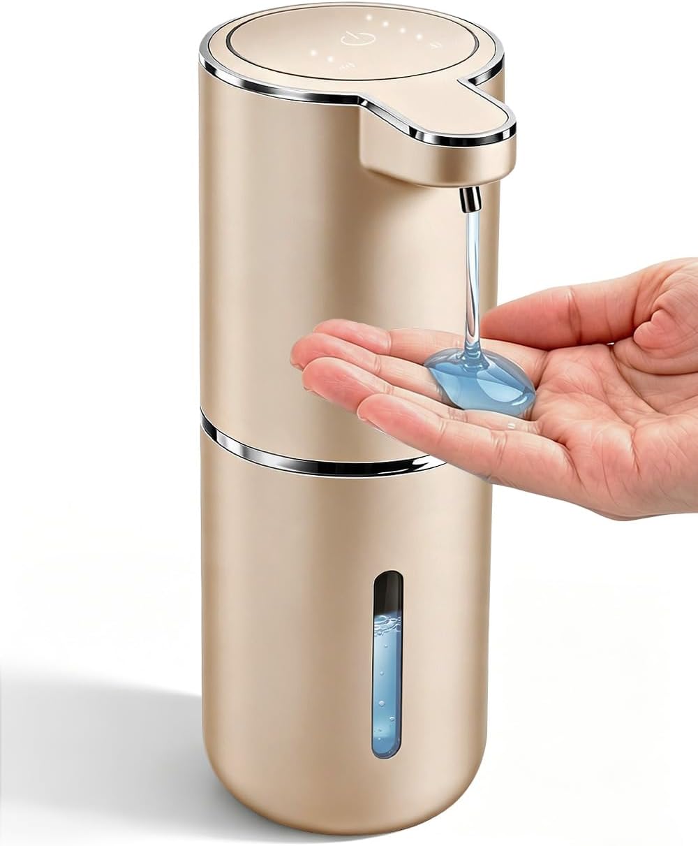 Automatic Soap Dispenser Touchless, USB Rechargeable Hand Soap Dispenser, 4 Adjustable Soap Levels, IPX5 Waterproof, 12.8oz/380ml, Countertop or Wall Mounted for Bathroom and Kitchen, White
