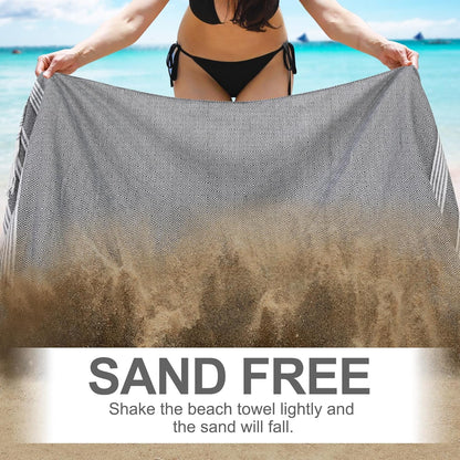 6 Packs Oversized Turkish Beach Towels Set Towel Bulk 74"x38" Extra Large Quick Dry Sand Free Light Swim Bath Camping Pool Towel Travel Blanket Essentials Cruise Accessories Adult Vacation