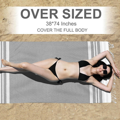 6 Packs Oversized Turkish Beach Towels Set Towel Bulk 74"x38" Extra Large Quick Dry Sand Free Light Swim Bath Camping Pool Towel Travel Blanket Essentials Cruise Accessories Adult Vacation
