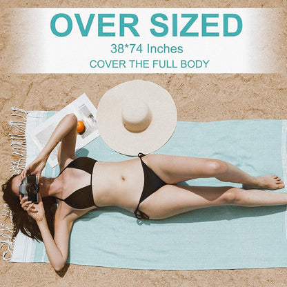6 Packs Oversized Turkish Beach Towels Set Towel Bulk 74"x38" Extra Large Quick Dry Sand Free Light Swim Bath Camping Pool Towel Travel Blanket Essentials Cruise Accessories Adult Vacation