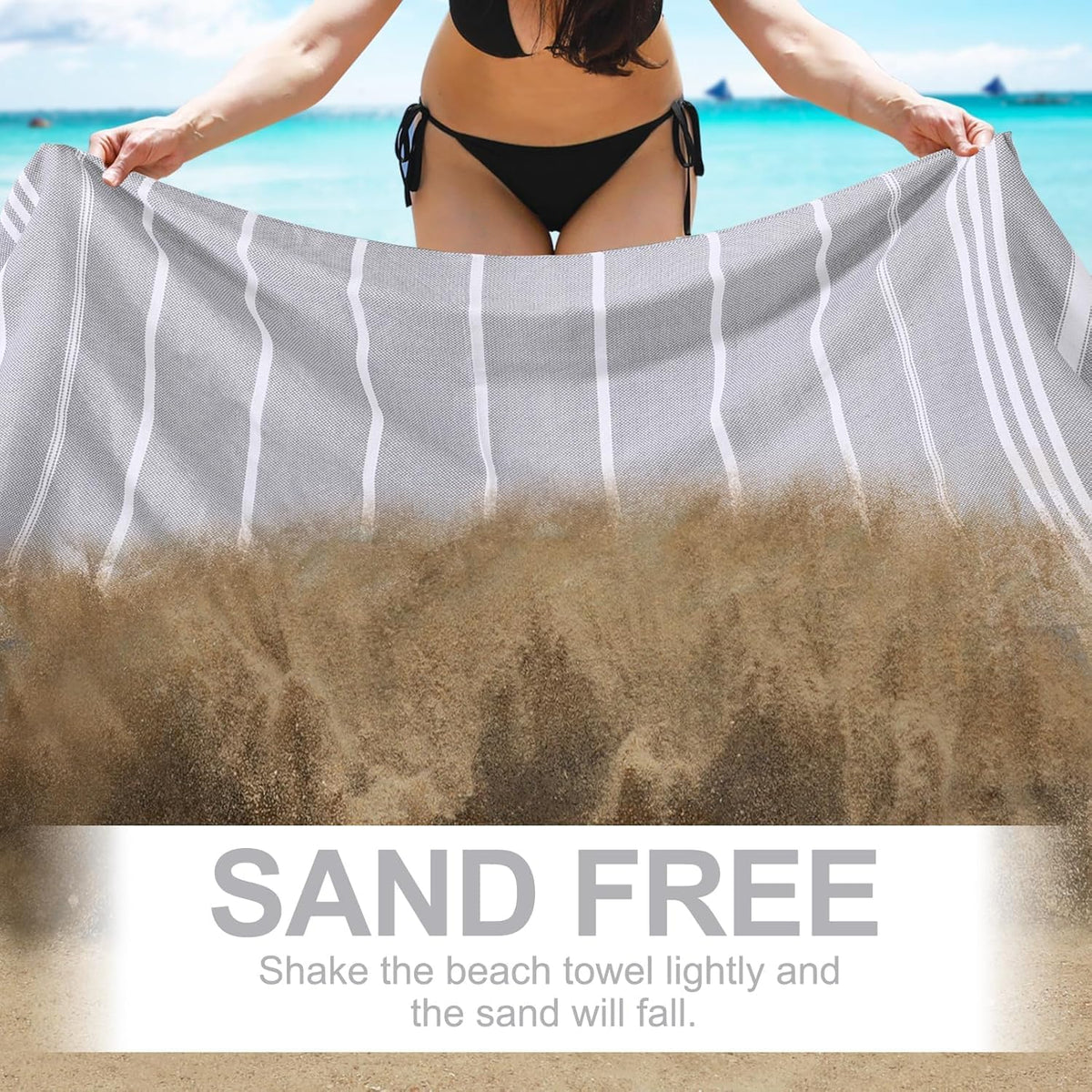 6 Packs Oversized Turkish Beach Towels Set Towel Bulk 74"x38" Extra Large Quick Dry Sand Free Light Swim Bath Camping Pool Towel Travel Blanket Essentials Cruise Accessories Adult Vacation