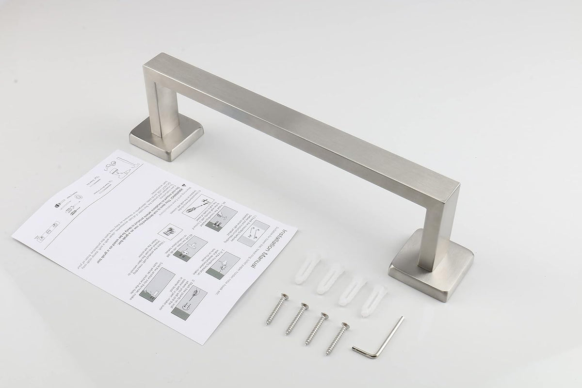 Bath Towel Rack - Square Base Thicken SUS304 Stainless Steel Towel Bar for Bathroom, Bathroom Accessories Towel Rod Heavy Duty Wall Mounted Towel Holder. (Brushed Nickel, 16)