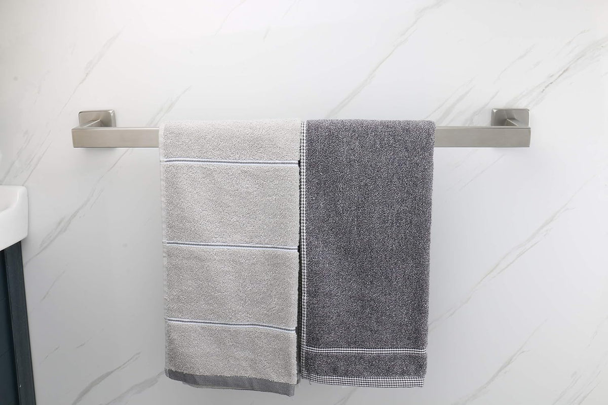 Bath Towel Rack - Square Base Thicken SUS304 Stainless Steel Towel Bar for Bathroom, Bathroom Accessories Towel Rod Heavy Duty Wall Mounted Towel Holder. (Brushed Nickel, 16)