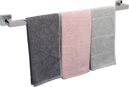 Bath Towel Rack - Square Base Thicken SUS304 Stainless Steel Towel Bar for Bathroom, Bathroom Accessories Towel Rod Heavy Duty Wall Mounted Towel Holder. (Brushed Nickel, 16)