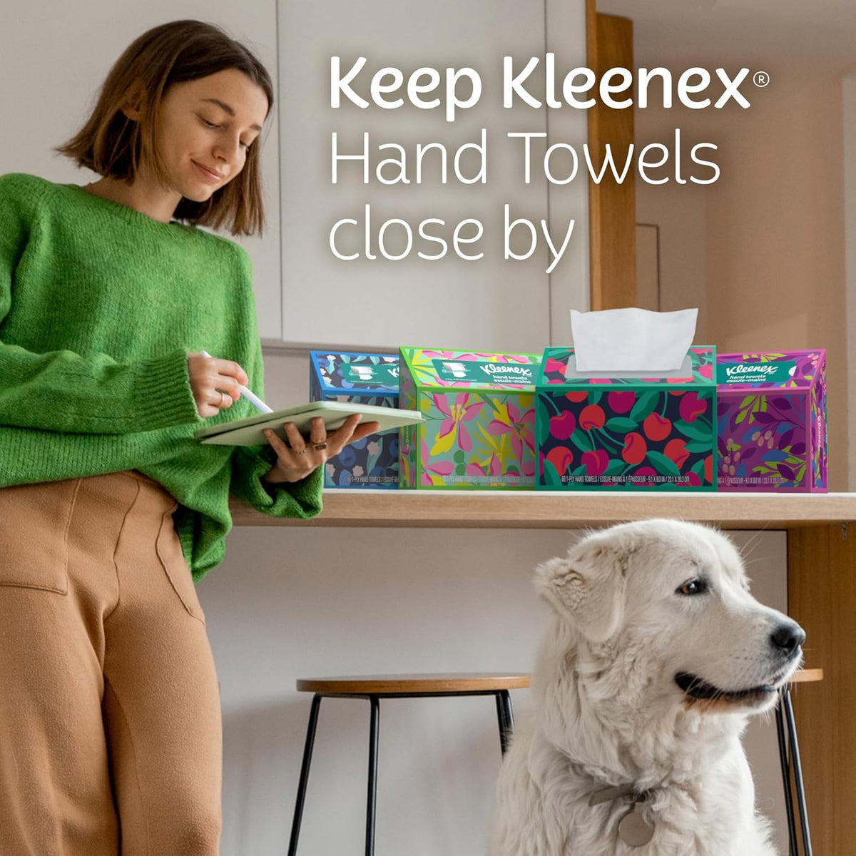 Disposable Paper Hand Towels, 6 Boxes, 60 Tissues per Box (360 Total Tissues), Packaging May Vary