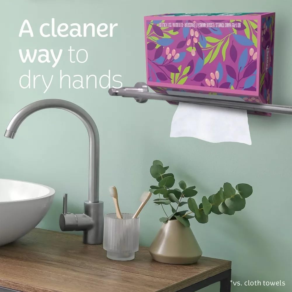 Disposable Paper Hand Towels, 6 Boxes, 60 Tissues per Box (360 Total Tissues), Packaging May Vary
