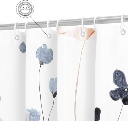 Sage Green Beige Watercolor Floral Fabric Shower Curtain 72x72