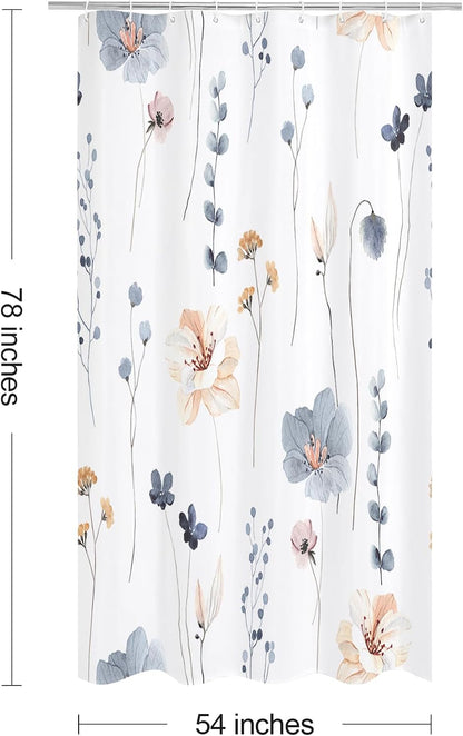 Sage Green Beige Watercolor Floral Fabric Shower Curtain 72x72