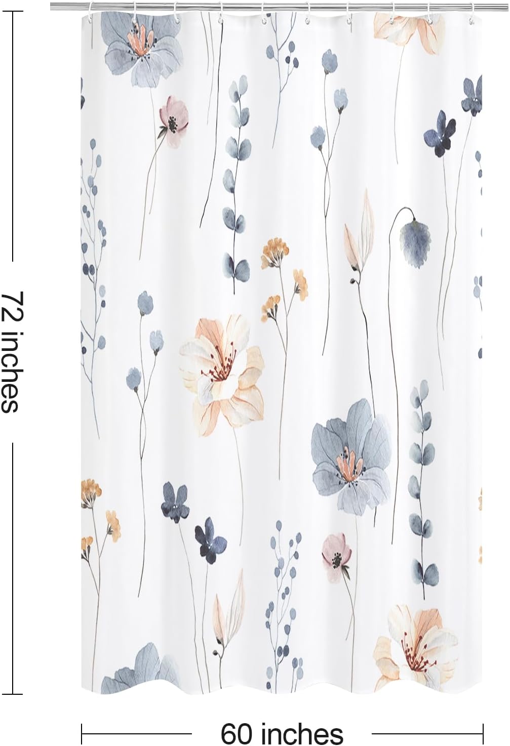 Sage Green Beige Watercolor Floral Fabric Shower Curtain 72x72