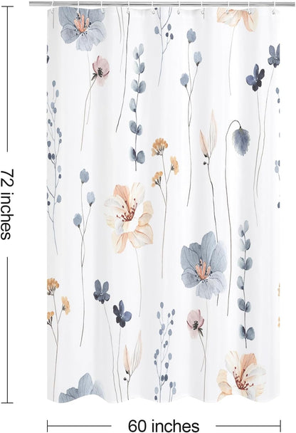 Sage Green Beige Watercolor Floral Fabric Shower Curtain 72x72