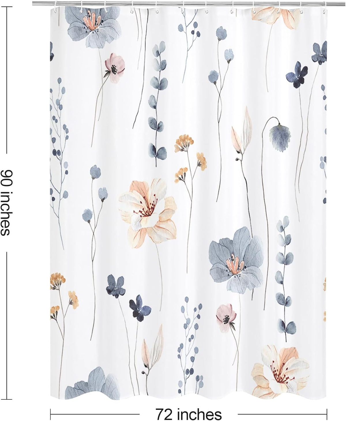 Sage Green Beige Watercolor Floral Fabric Shower Curtain 72x72